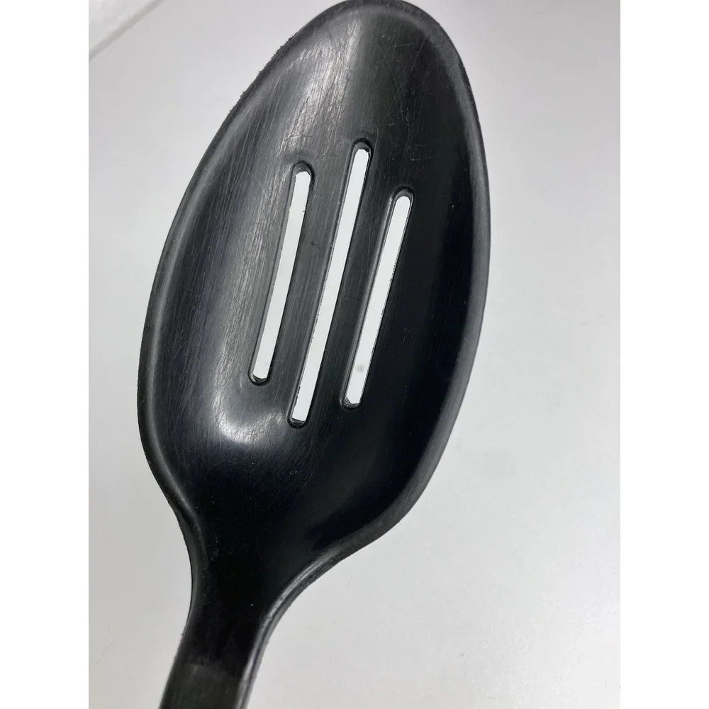 Vintage Tailor Made Products Black Nylon Plastic Slotted Spoon 11 1/2